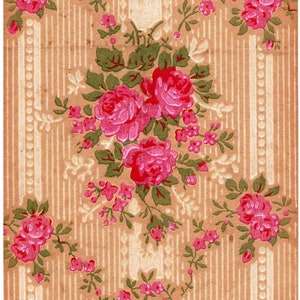 Vintage Print Hand Colored Wallpaper Catalogue Design Pattern Sample No ...
