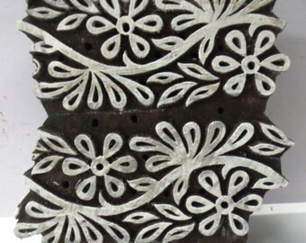 Indian printing wooden blocks hand carved textile printing fabric block stamp unique carving print bold FLORAL TWIN DESIGN
