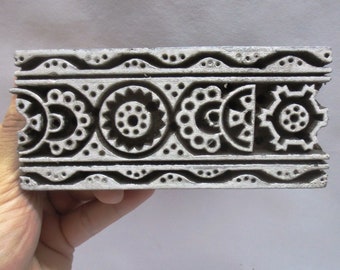 Indian Wooden Hand Carved Textile Print Fabric Clay Block Stamp Border Print