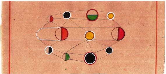 1980s Tantra Painting on old paper Indian Astronomical STAR tantra painting star geometry art rare