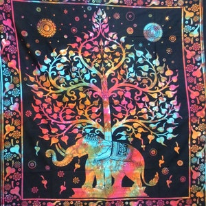 Tie Dye Multi colors Tree Elephant Tapestry Boho Wall Tapestries Bohemian Tapestry Wall Hanging Yoga Tapestry Hippie Tapestry Wall Decor