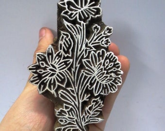 Indian wooden hand carved textile printing fabric block / stamp design fine small new year gift