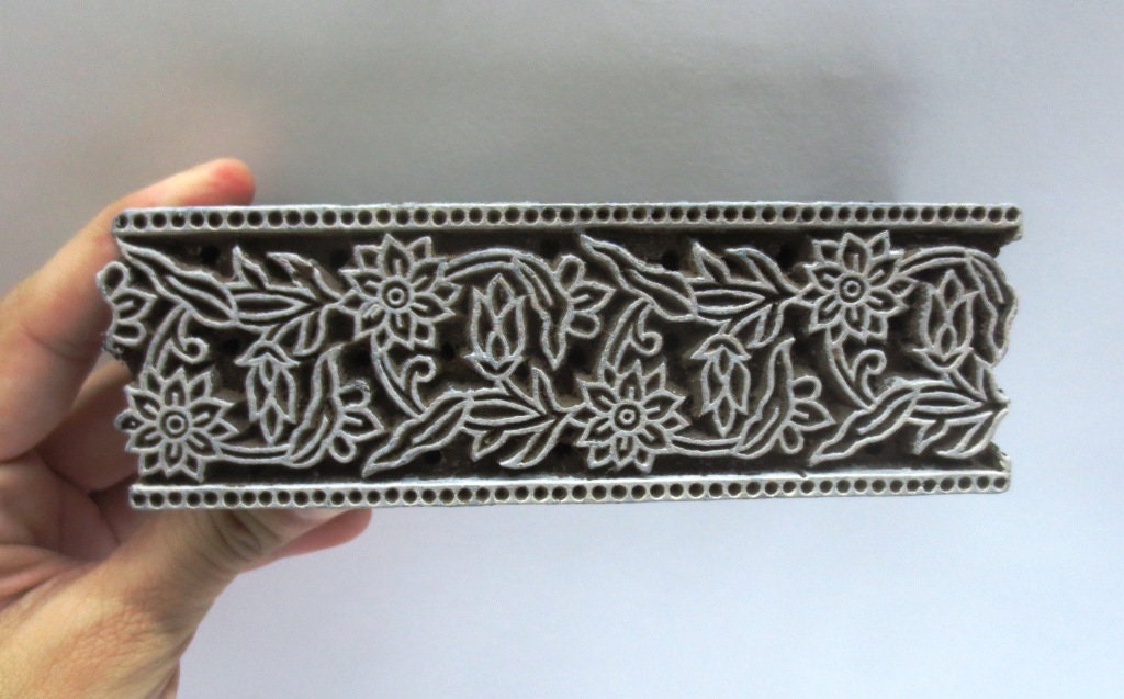 Flowers, Hand Carved Indian Wood Block, Wooden Stamps, Textile Printing, Henna Stamp, Block Print