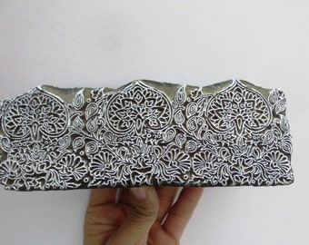 Indian Wooden Hand Carved Textile Print Fabric Clay Block Stamp Border Print
