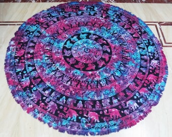 Round Beach Towel Mandala Elephant tapestry Hippie Beach Sheet Mandala