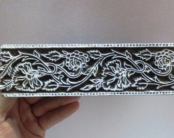 Indian Wooden Hand Carved Textile Print Fabric Clay Block Stamp Border Print