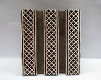 Indian wooden stamps hand carved textile printing on fabric / stamp tool carving design print pattern CRISS CROSS design unique