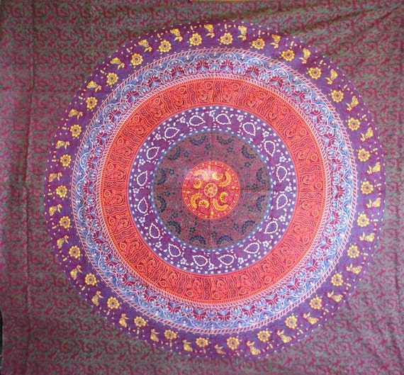 Hippie Bohemian Indian Mandala Tapestry Wall Hanging Bedspread Psychedelic Handmade Tapestries Wall Decor Queen Size 95 X 85 Inches