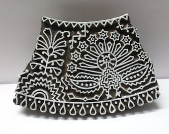 Unique Tribal art pattern Indian wooden hand carved textile printing on fabric block / stamp vintage pattern ethnic Indian tribal design
