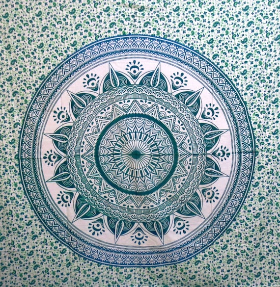 Tenture Murale Mandala Indien Hippie - 240x215 Cm - Coton - Décoration Ethnique - Neuf
