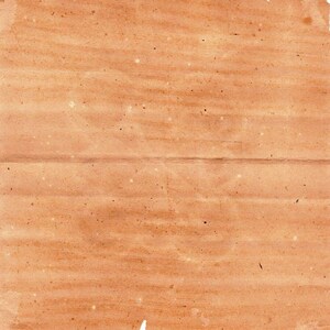 May include: A close-up of a textured, folded piece of paper. The paper is a warm, earthy tone, with variations in color and visible creases. Small dark specks are scattered across the surface, adding to the aged appearance.