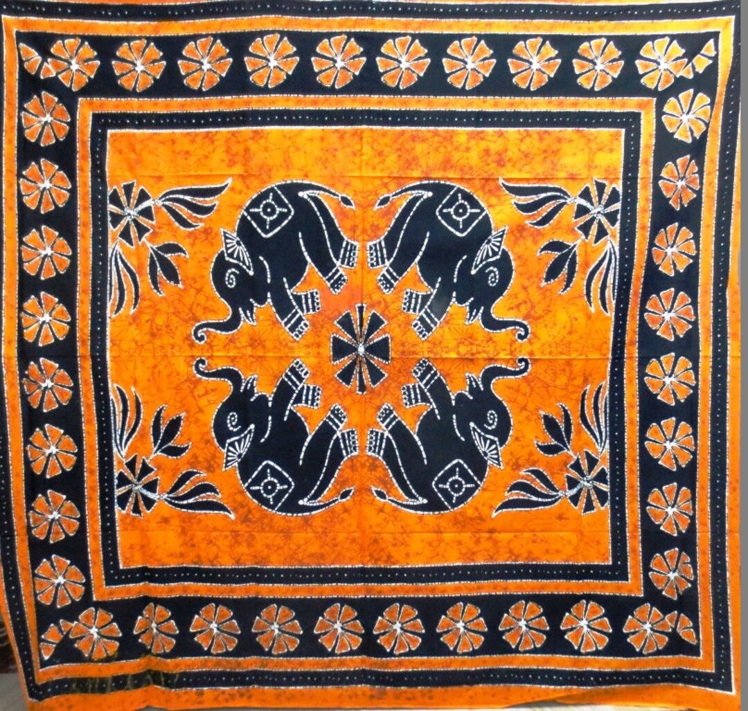 Indian Elephant Batik Mandala Tapestry Wall Hanging Sofa Cover Bohemian ...