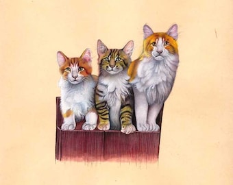 Indian Handmade Miniature Cat Painting Fine Detailed Art Collectible Gift