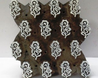 Vintage indian wooden hand carved textile printing on fabric block / stamp vintage tool carving design print pattern BOLD BUTI PATTERN
