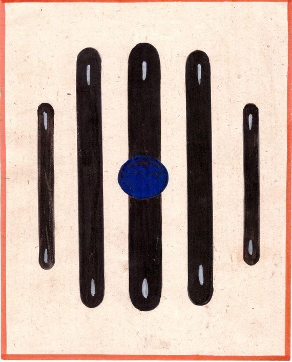 Tantra Painting on old paper Indian spiritual cosmic energy art spiritual tantric drawing Poles of Energy and Bindu
