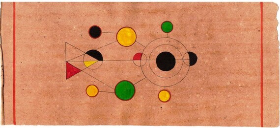 1980s Tantra Painting on old paper Indian Astronomical STAR tantra painting star geometry art