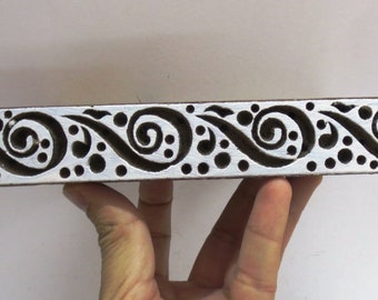 Indian Wooden Hand Carved Textile Print Fabric Clay Block Stamp Border Print