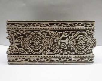 Indian Wooden Hand Carved Textile Print Fabric Clay Block Stamp Border Print