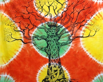 Tie Dye Tree Of Life Cotton Tapestry Wall Tapestry Wall Hanging Mandala Tapestry Hippie Tapestry Tapestry Mandala Bohemian Indian Tapestry