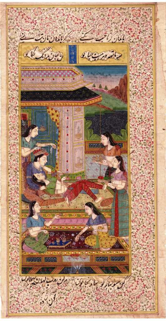 Fine Detailed Decoration Vintage Mughal Style Indian Miniature Painting Of Royal Couple Love Beautiful Home Decor Gift