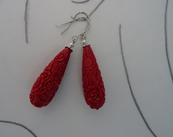 Boucles d’oreilles, Boucles d’oreilles, Résine de perles Red Drop, Ethno, Crochet en acier inoxydable, Boho Hippie, Noël, Cadeau Maman, Meilleur ami, Souvenir,