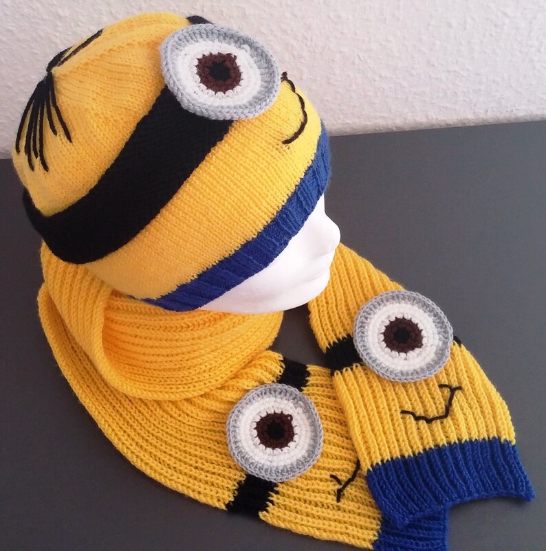 handgestrickte Minions Mütze Stuart für Kinder bis KU 54 cm Bild 10