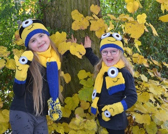 hand-knitted Minions hat "Kevin" for children up to KU 54 cm