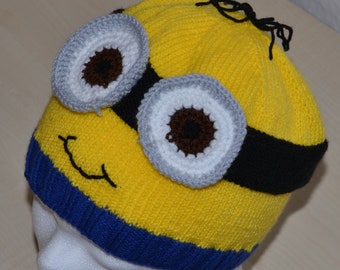 handgestrickte Minions Mütze für Erwachsene ab KU 55 cm