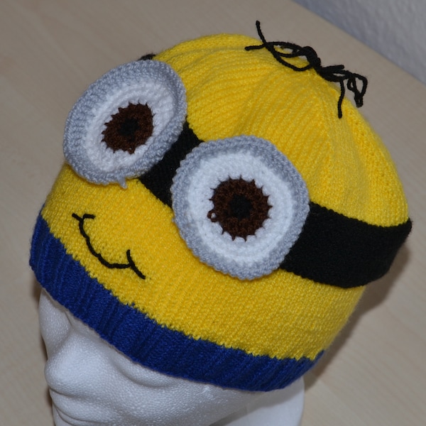 handgestrickte Minions Mütze für Erwachsene ab KU 55 cm