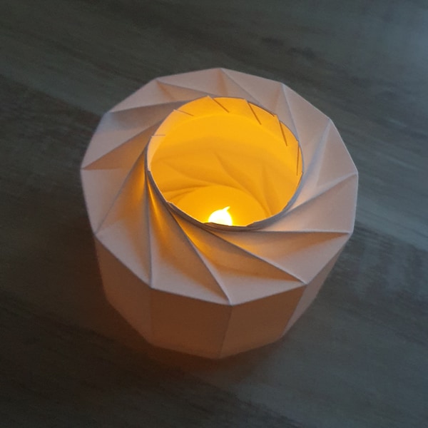 Windlicht Origamideko Mitbringsel Papierlicht Wohndeko Geschenk Laterne Kerzenhalter für LED-Licht