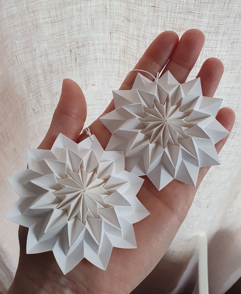 Papierdeko Wohnen Sterne filigrane Anhänger für Zweig Blütenstern Origamistern Bild 3