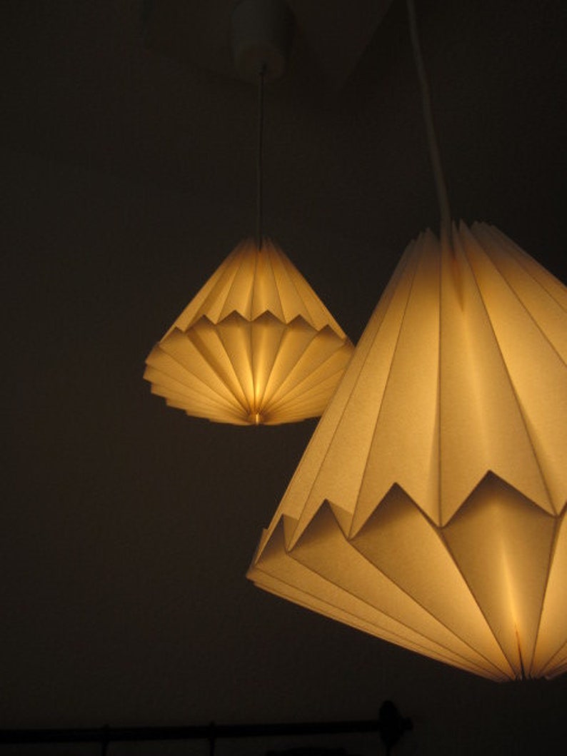 Origami lamp, paper lamp, folded lampshade, white paper lampshade, origami light image 5