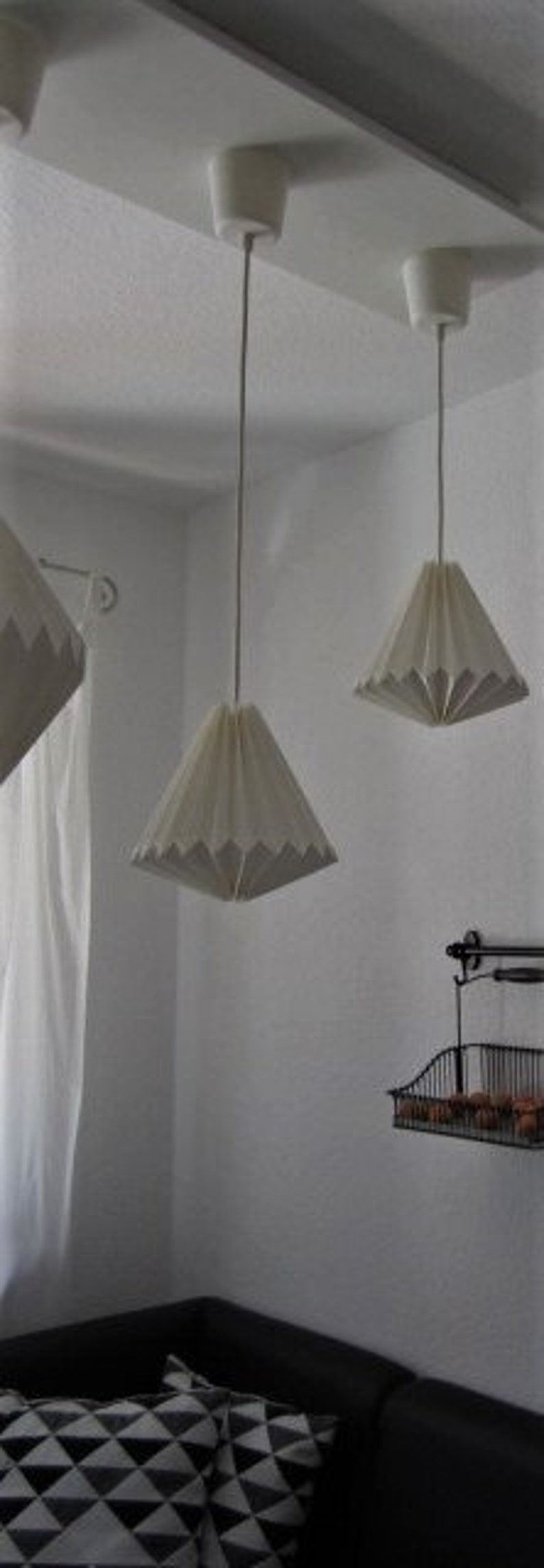 Origami lamp, paper lamp, folded lampshade, white paper lampshade, origami light image 6