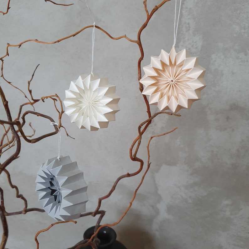 Decoración de papel flor de origami conjunto de 3 colgantes de papel decoración del hogar decoración de ventanas decoración colgante imagen 6
