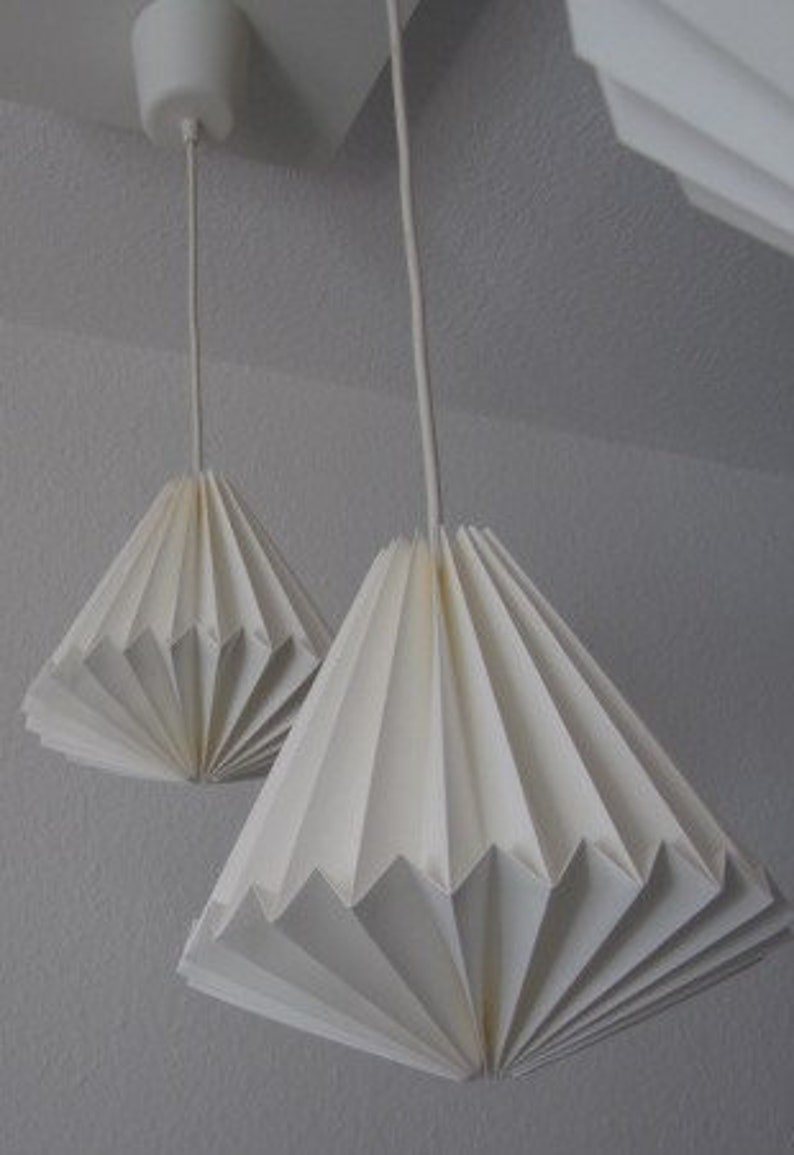 Origami lamp, paper lamp, folded lampshade, white paper lampshade, origami light image 3