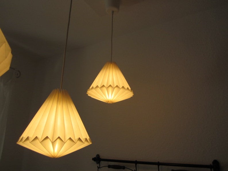 Origami lamp, paper lamp, folded lampshade, white paper lampshade, origami light image 2
