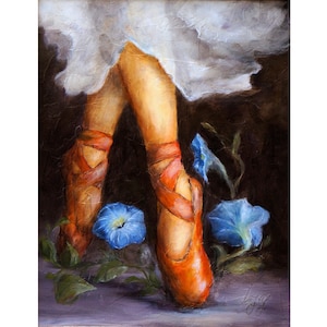 Painting Original Dancer Oil Ballerina Ballet Flowers Floral Girl Pointe Lady French - Gifts for Him, Gifts for Her, Home Decor, Flower Art