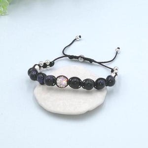 Bracciale Shamballa*Bracciale intrecciato con perline di vetro*Bracciale con motivo floreale*Perline di fiume blu*Braccialetto con perline nere*Nastro macramè
