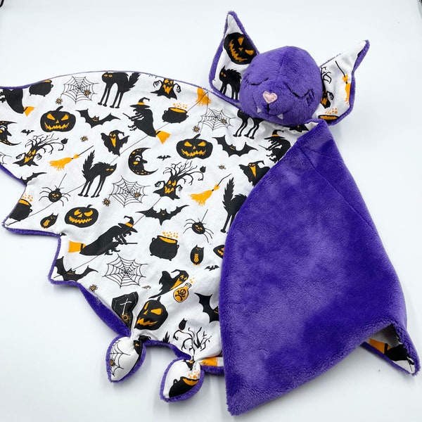 Halloween bat plush, Baby bat security blanket, bat comforter, baby blanket bat, lovey blanket, bat plush, personalized baby toy
