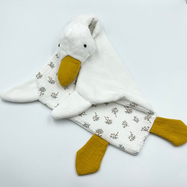 Oie bébé amoureux, Peluche d’oie blanche, Couverture de sécurité bébé canard, Peluche de canard, Amoureux de canard blanc personnalisé, Couverture de sécurité