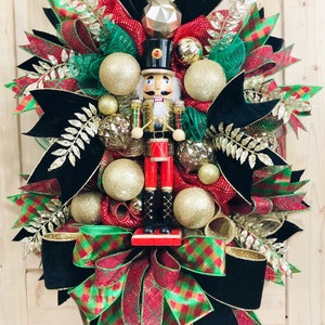 Nutcracker Swag, Nutcracker Wreath For Front Door, Christmas Wreath For Front Door, Christmas Swag, Luxury Wreath, Harlequin Wreath,