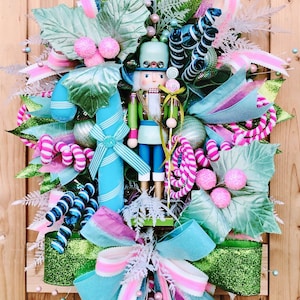 Nutcracker Wreath For Front Door, Christmas Wreath, Nutcracker Wreath, Nutcracker Swag, Holiday Wreath, Candy Wreath, Luxury Wreath,Birthday