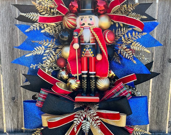 Nutcracker Wreath for Front Door Christmas Wreath Nutcracker Etsy