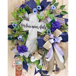 Spring Wreath, Easter Wreath, Everyday Wreath, Wreath With Cross, Wreath For Front Door, Religious Wreath, Cross Wreath, Lent Wreath