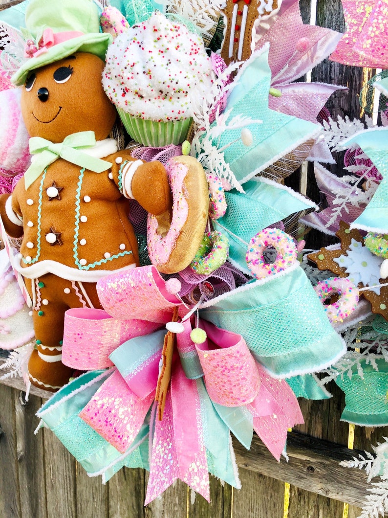 Gingerbread Wreath For Front Door Christmas Wreath | Etsy