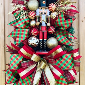 Nutcracker Swag, Nutcracker Wreath For Front Door, Christmas Wreath For Front Door, Christmas Swag, Luxury Wreath, Harlequin Wreath,