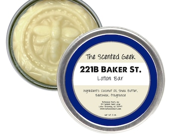 221B Bakers St Lotion Bar - 2 oz Solid Lotion Bar - Sherlock Holmes Gifts - Tea and Spices Roll-on - Sherlock Holmes - Baker St.