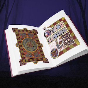 Beowulf Illuminated Manuscript - Celtic Norse coloring book, digital download, medieval Book of Kells style, Old English text