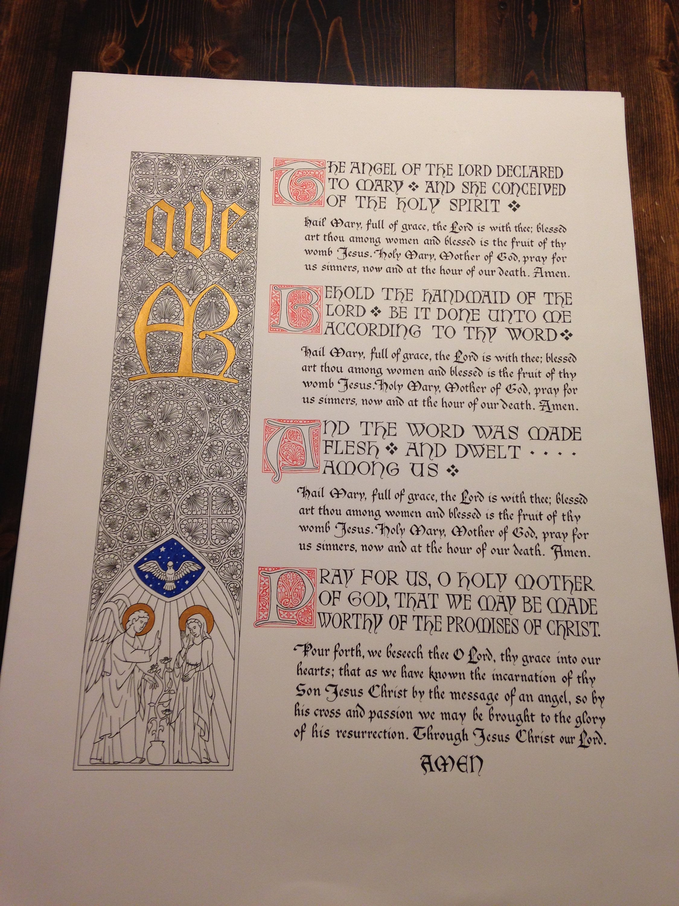 The Angelus Prayer Illuminated Calligraphy Digital Download - Etsy