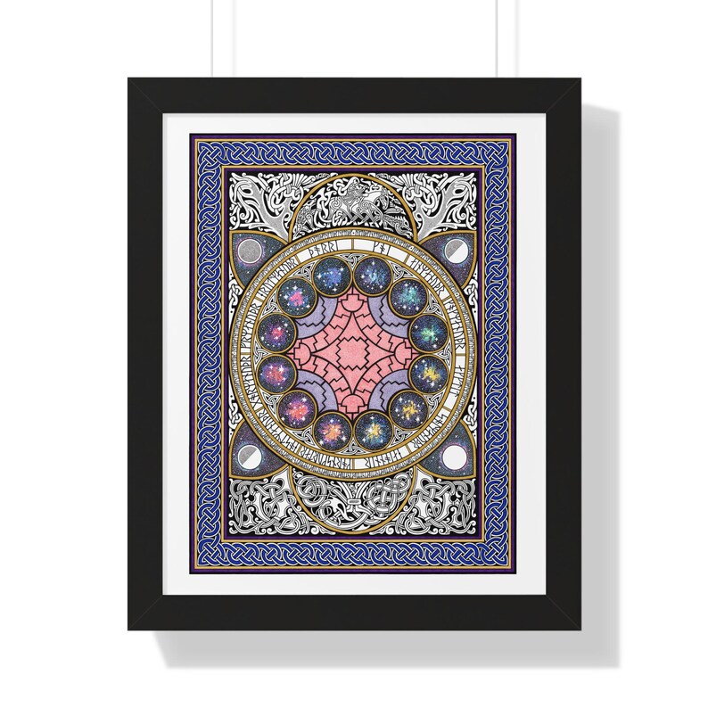 Constellation Runes Vertical Poster, Old Norse 2025 Calendar Runes Yggdrasil Wheel of the ...